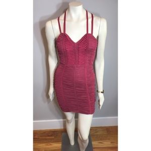 H&M Mauve Ruched Chiffon Knit Bodycon Dress